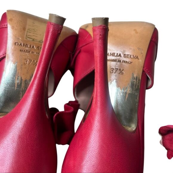 Dahlia Selva Elegant Red Ruffle Women's Heels Size 37.5 - Picture 5 of 8